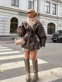 Luxe Winterjas van Leer en Bont - Mirabelle