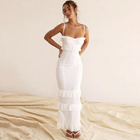 Stijlvolle Witte Geborduurde Maxi Jurk – Alina