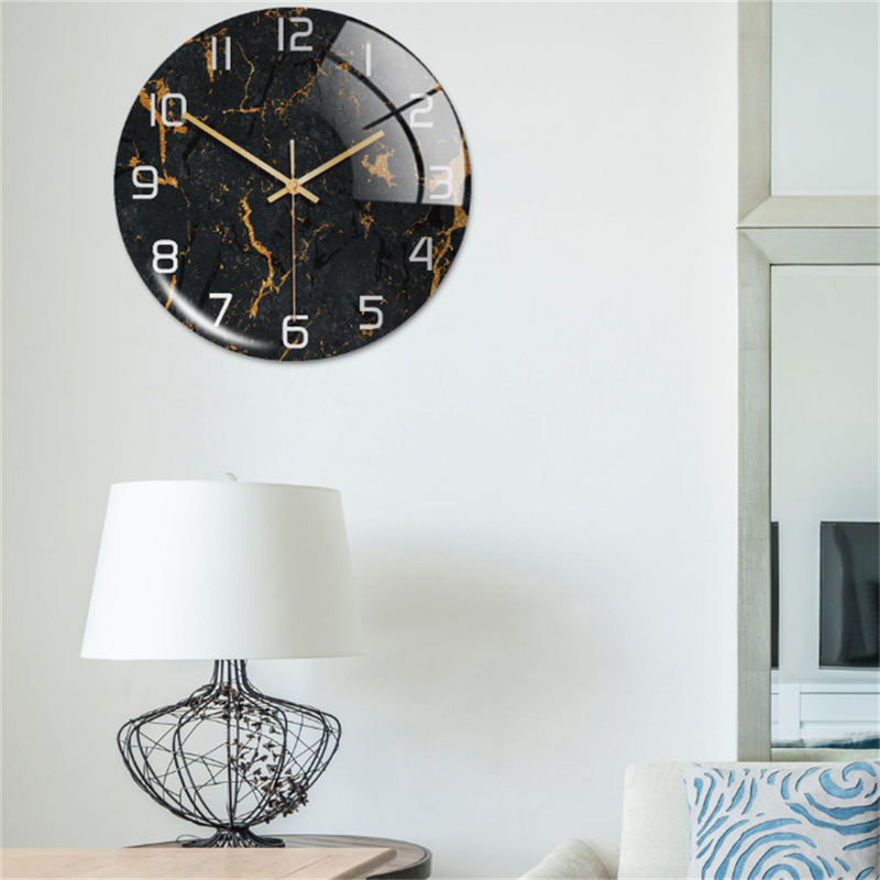 Stijlvolle Wandklok met Marmeren Textuur - MarbleTime