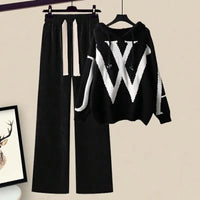 Tweedelige Dames Herfst Set met Trui en Wijde Broek – Selina
