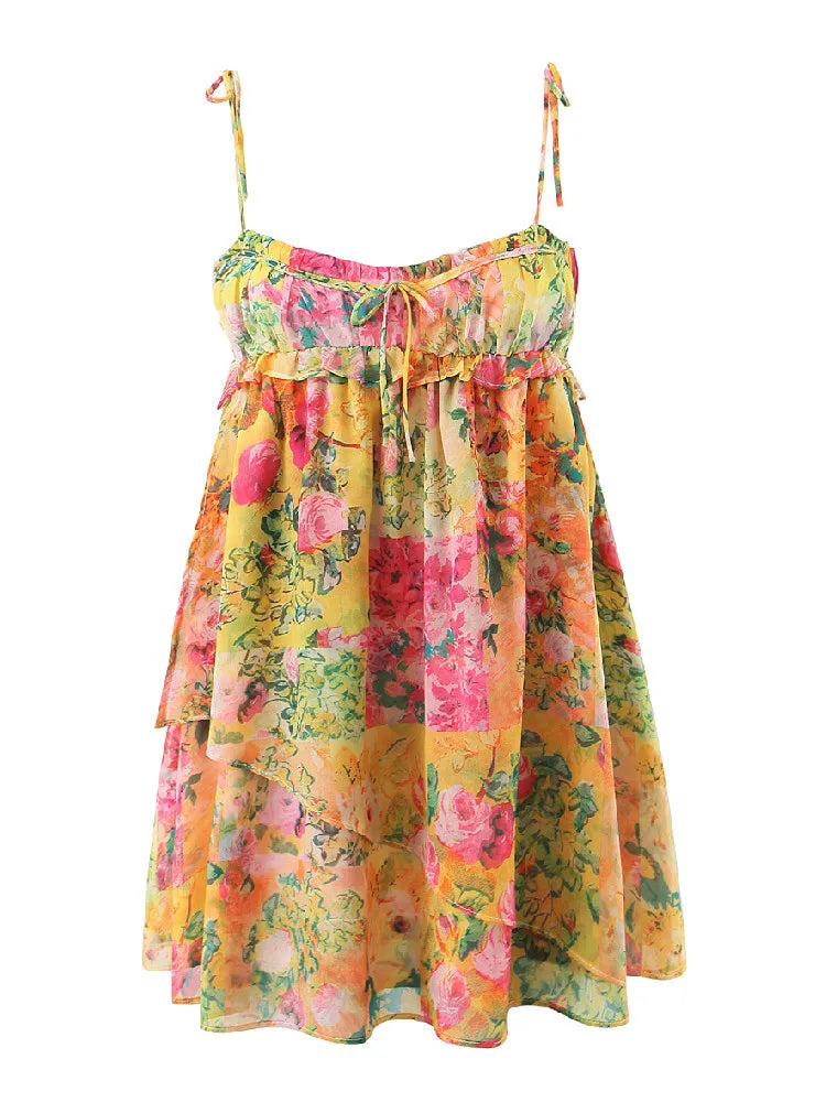 Rugloze boho mini jurk met bloemenprint – Juliette