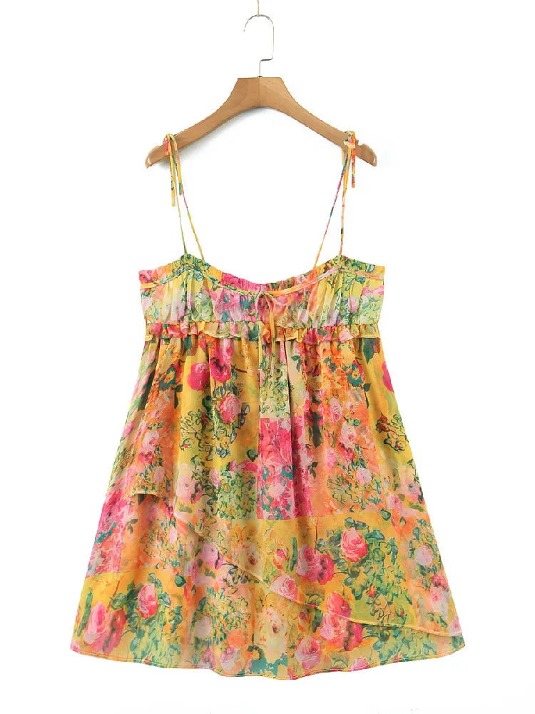 Rugloze boho mini jurk met bloemenprint – Juliette