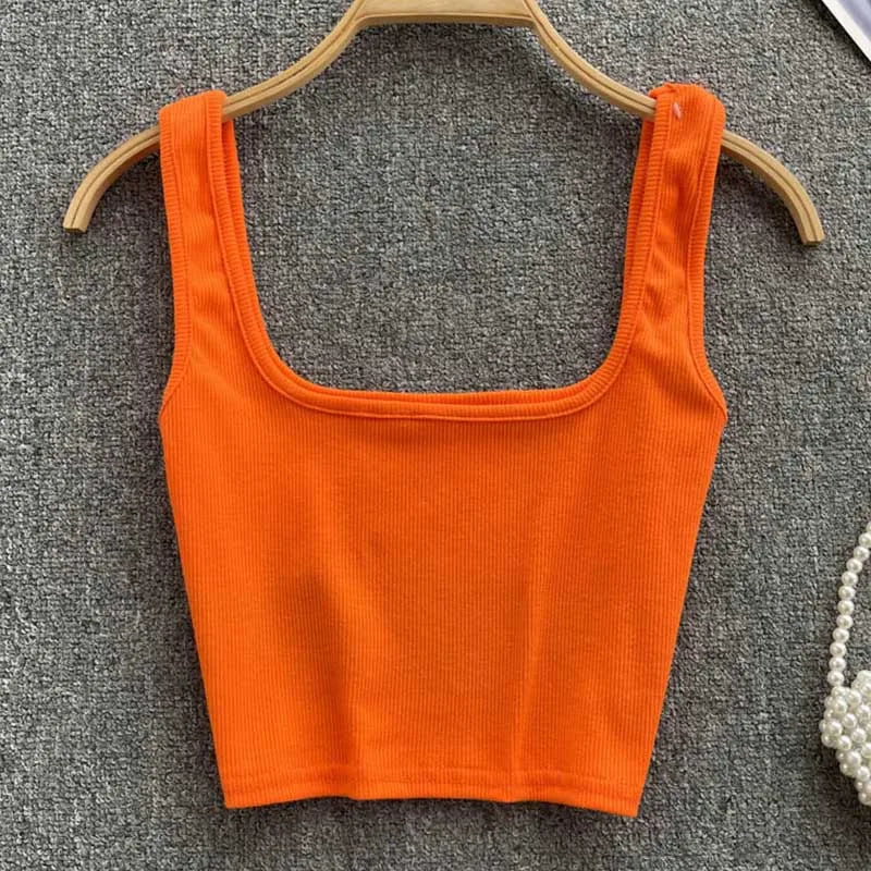 Rugloze Cropped Tanktop in Effen Kleur – Zayra