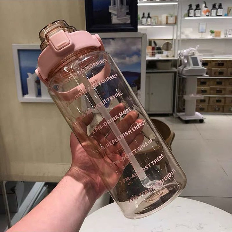 2L Motiverende Waterfles met Tijdmarkeringen - HydroMotivator