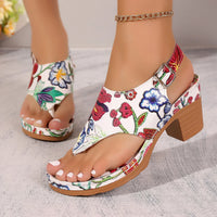 Kleurrijke Dames Sandalen met Bloemenpatroon en Blokhak – Yasmina