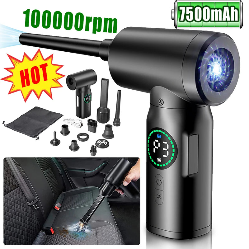 2-in-1 Draagbare Persluchtstofzuiger en Blazer met LED-Licht (7500mAh) - AirMaster