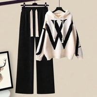 Tweedelige Dames Herfst Set met Trui en Wijde Broek – Selina