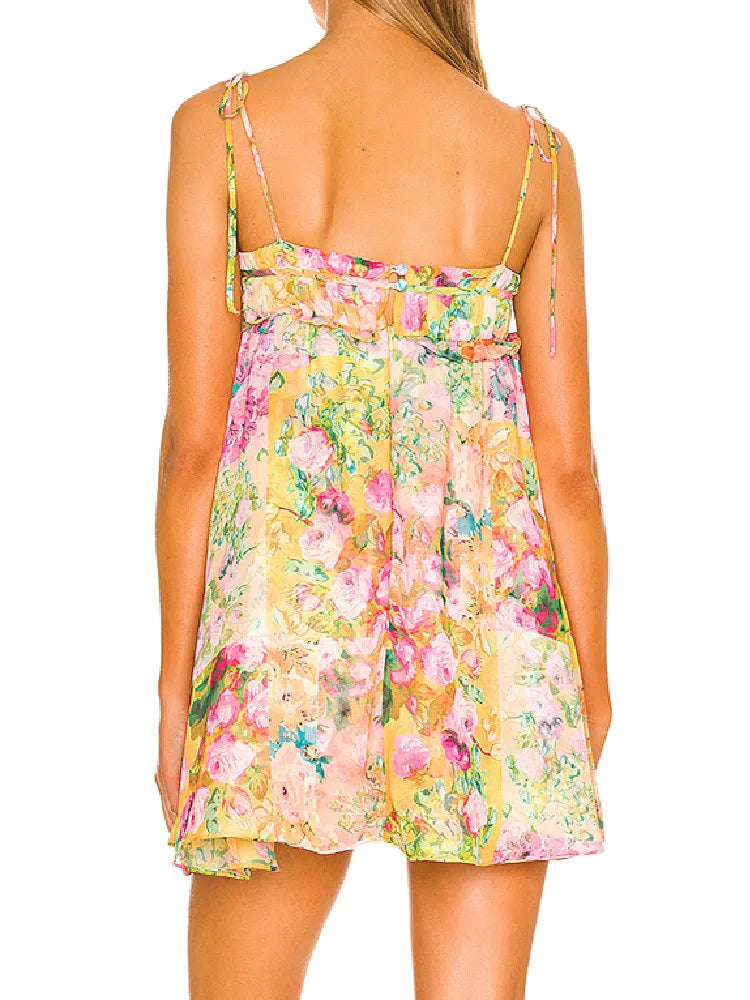 Rugloze boho mini jurk met bloemenprint – Juliette