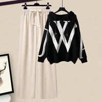 Tweedelige Dames Herfst Set met Trui en Wijde Broek – Selina