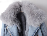 Denim en Nep Bont Elegantie Jacket - Stella