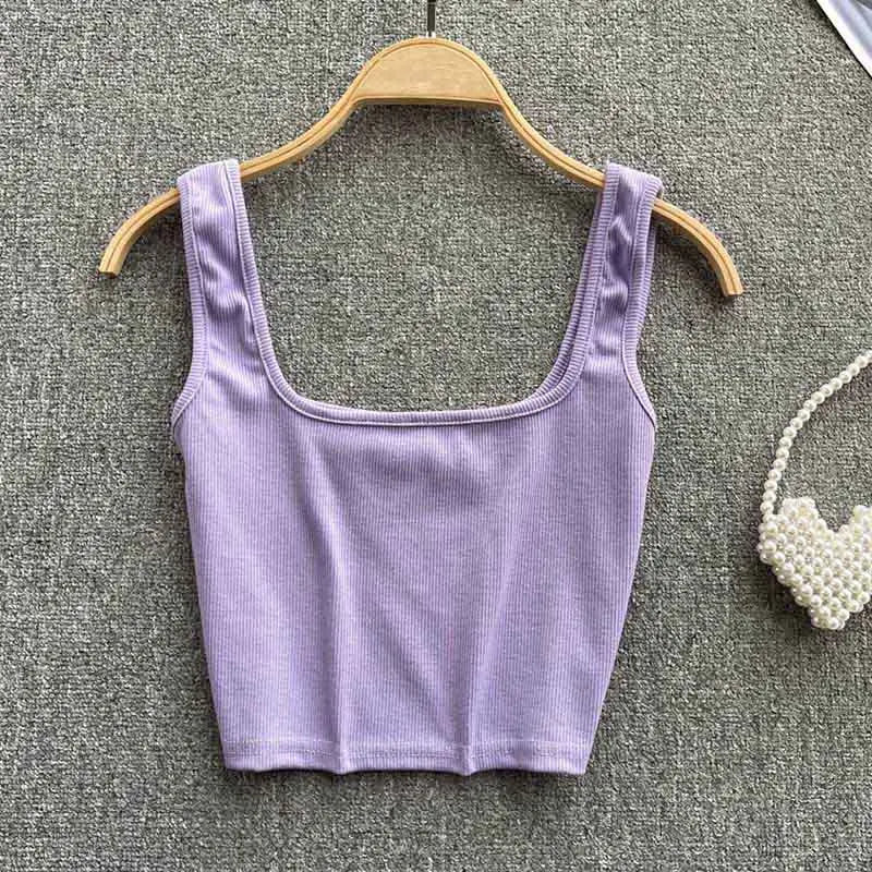 Rugloze Cropped Tanktop in Effen Kleur – Zayra