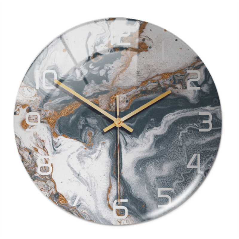 Stijlvolle Wandklok met Marmeren Textuur - MarbleTime