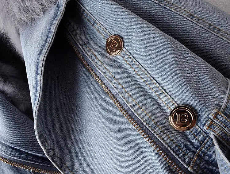 Denim en Nep Bont Elegantie Jacket - Stella