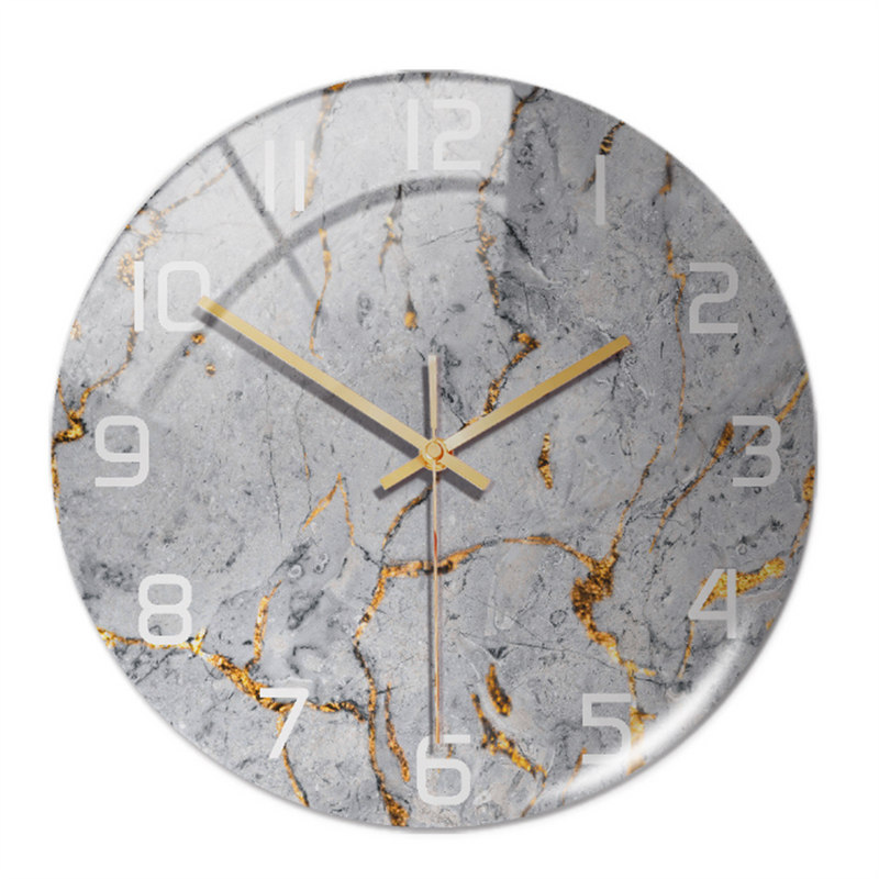 Stijlvolle Wandklok met Marmeren Textuur - MarbleTime