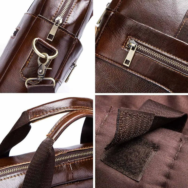 Echte Leren Business Laptoptas met Schouderband