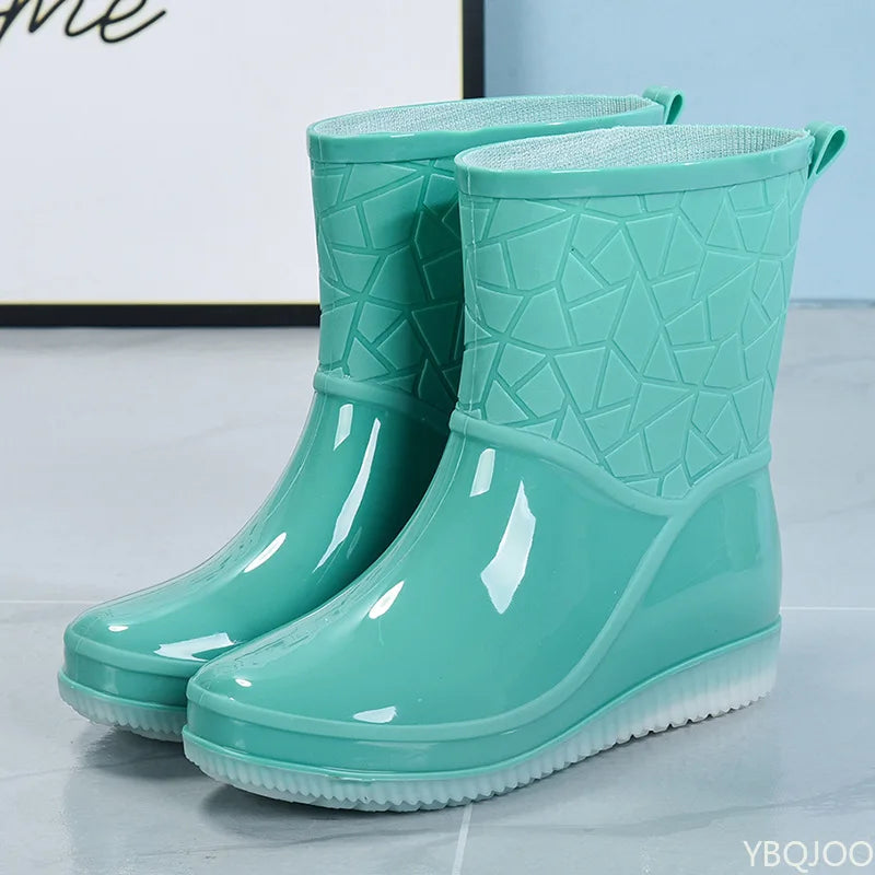 Halfhoge Dames Regenlaarzen waterdicht met patroon & antislipzool – Marvella