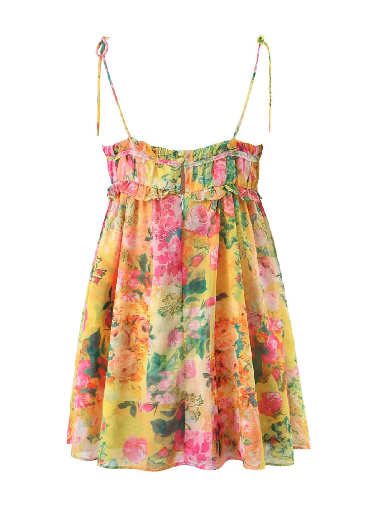 Rugloze boho mini jurk met bloemenprint – Juliette