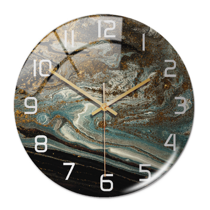 Stijlvolle Wandklok met Marmeren Textuur - MarbleTime