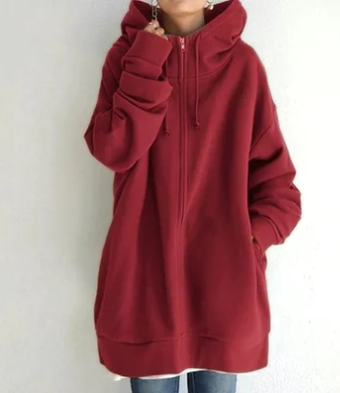 Oversized Dames Hoodie met Rits en Capuchon – Meliora