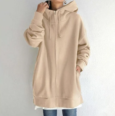 Oversized Dames Hoodie met Rits en Capuchon – Meliora