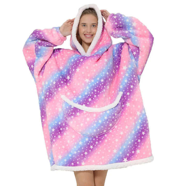 Oversized Fleece-deken met Capuchon & Zakken – SnugJoy