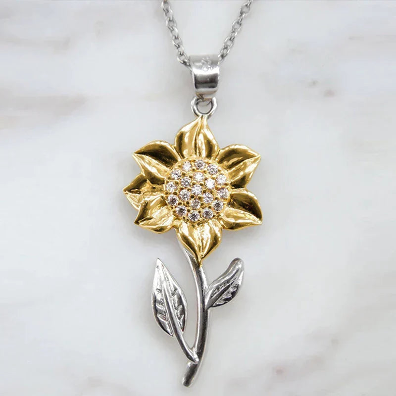 Gouden Damesketting van Sterling Zilver met Zonnebloemhanger – Marélie