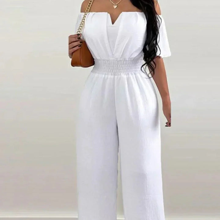 Off-Shoulder Jumpsuit met Korte Mouwen – Lina