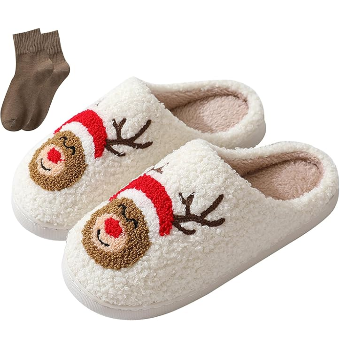 Warme Retro Pluche Kerstpantoffels - Frosty Feet