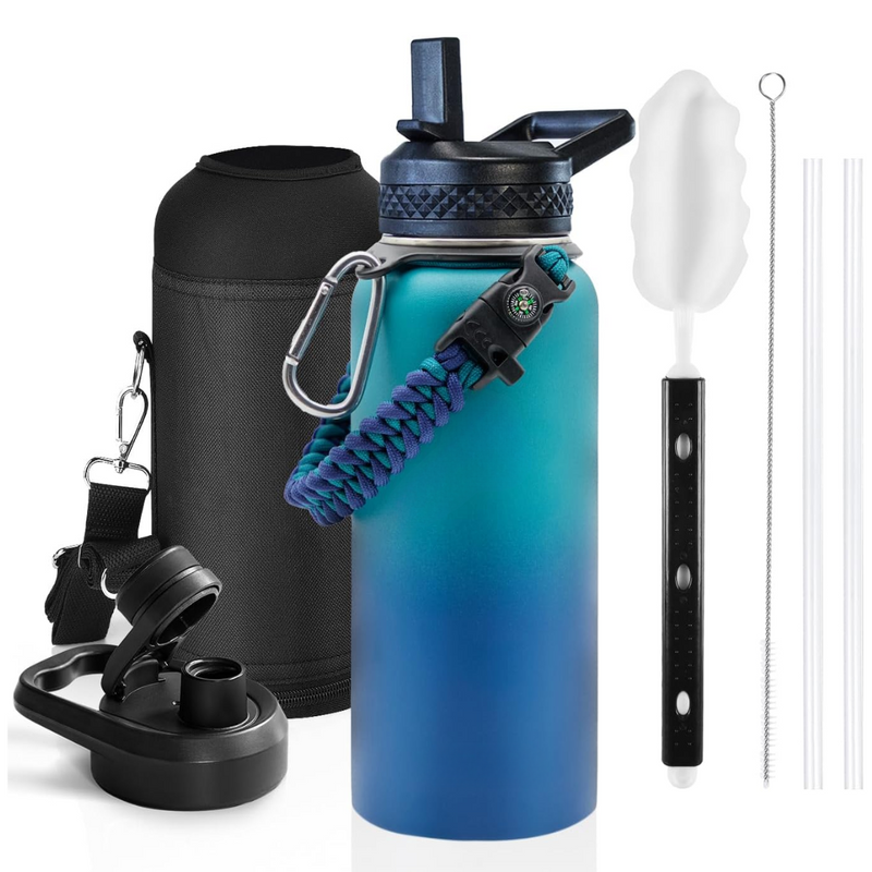 Geïsoleerde Waterfles – Lekvrij & BPA-vrij met Paracord Handvat