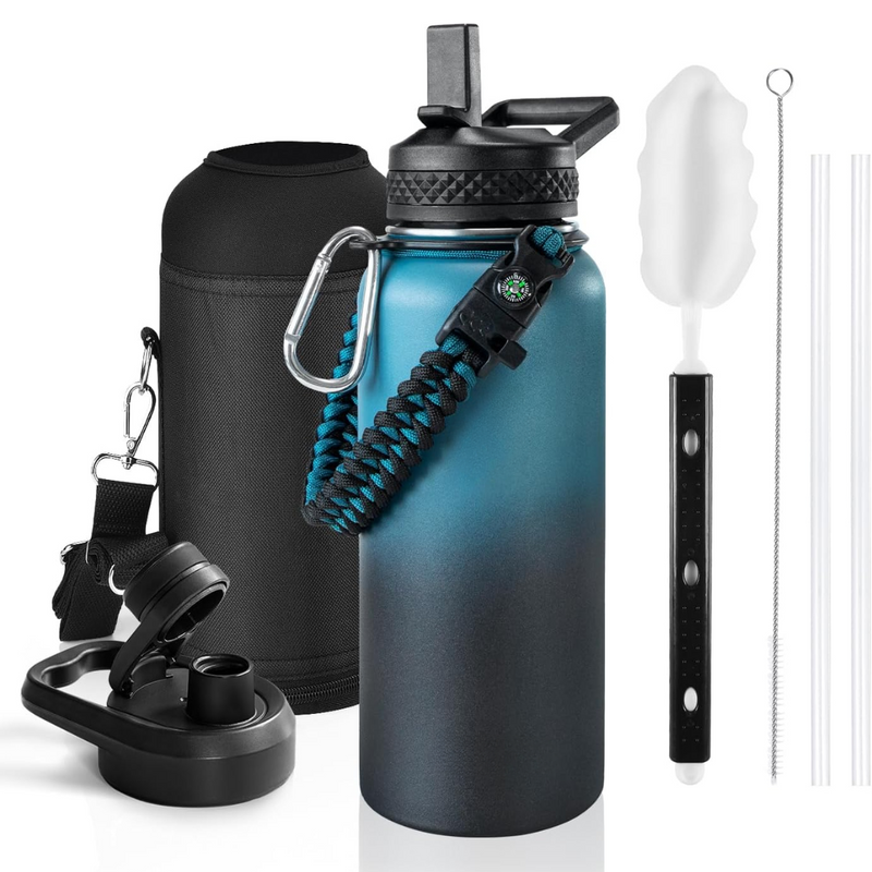 Geïsoleerde Waterfles – Lekvrij & BPA-vrij met Paracord Handvat