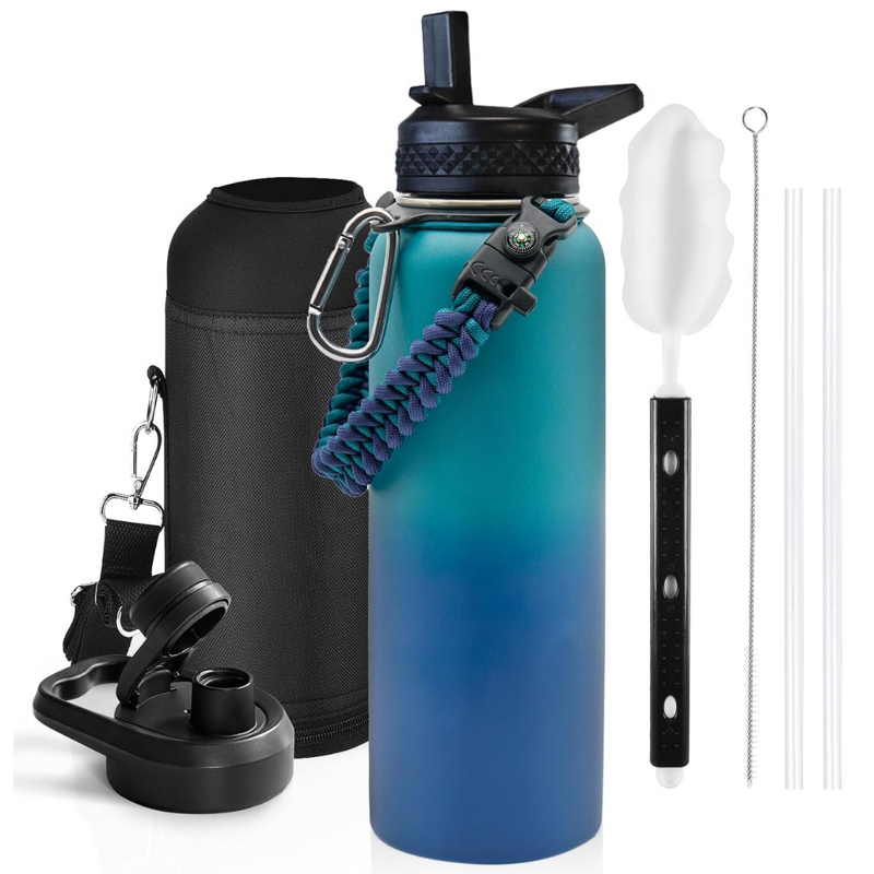 Geïsoleerde Waterfles – Lekvrij & BPA-vrij met Paracord Handvat