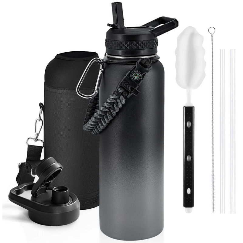 Geïsoleerde Waterfles – Lekvrij & BPA-vrij met Paracord Handvat