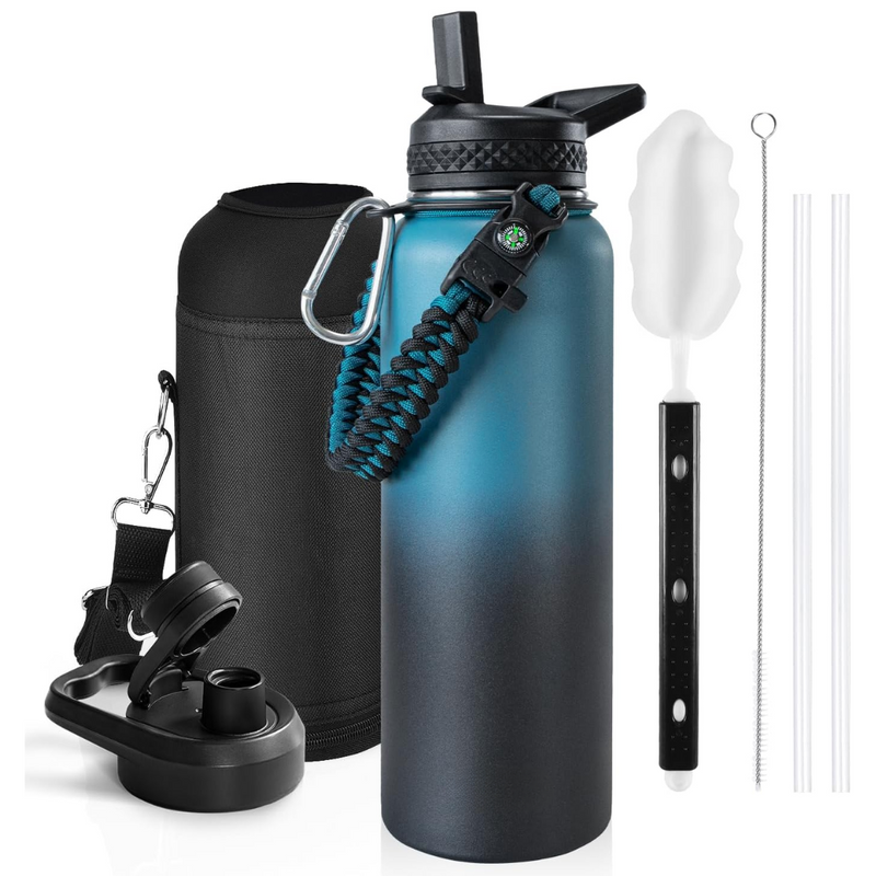 Geïsoleerde Waterfles – Lekvrij & BPA-vrij met Paracord Handvat