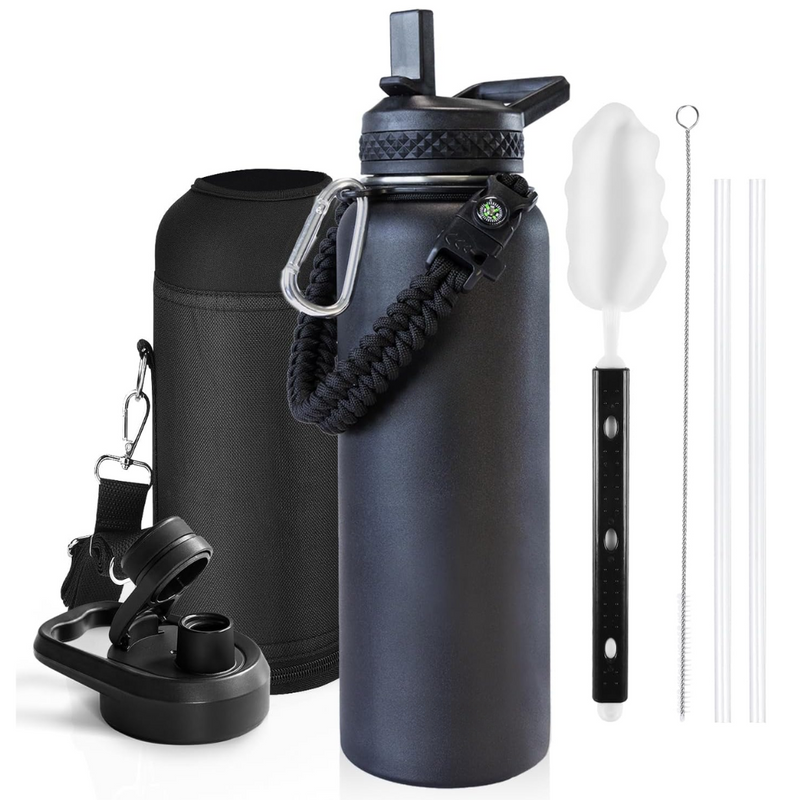 Geïsoleerde Waterfles – Lekvrij & BPA-vrij met Paracord Handvat