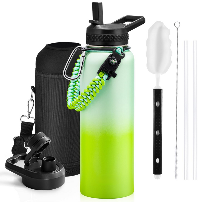 Geïsoleerde Waterfles – Lekvrij & BPA-vrij met Paracord Handvat