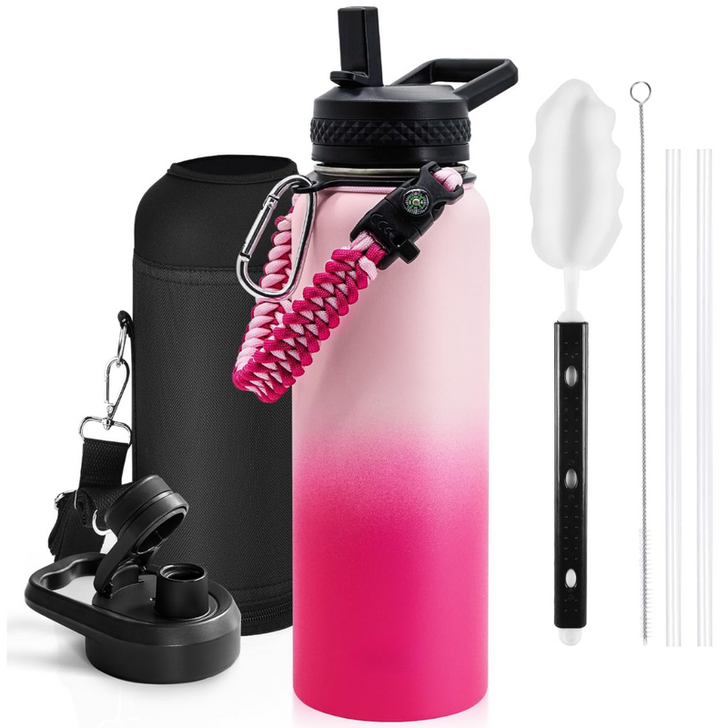 Geïsoleerde Waterfles – Lekvrij & BPA-vrij met Paracord Handvat