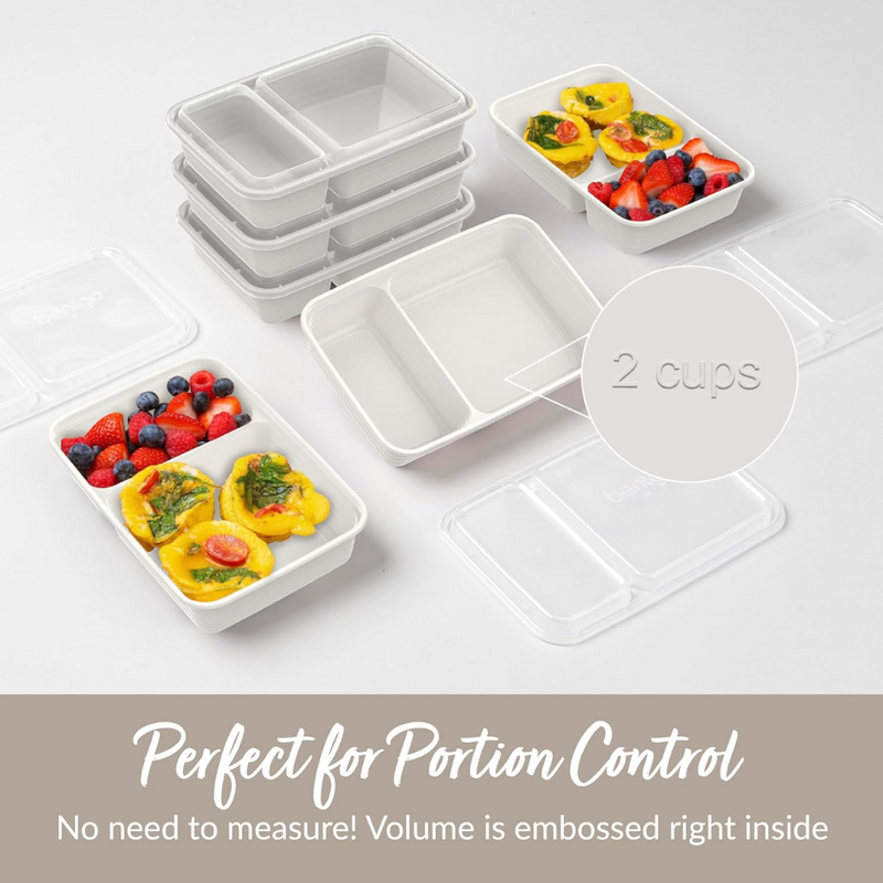 20-delige herbruikbare 2-compartiment voedselcontainers