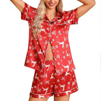 Zijde Satijnen Korte Kerst Pyjama Set - SilkDream
