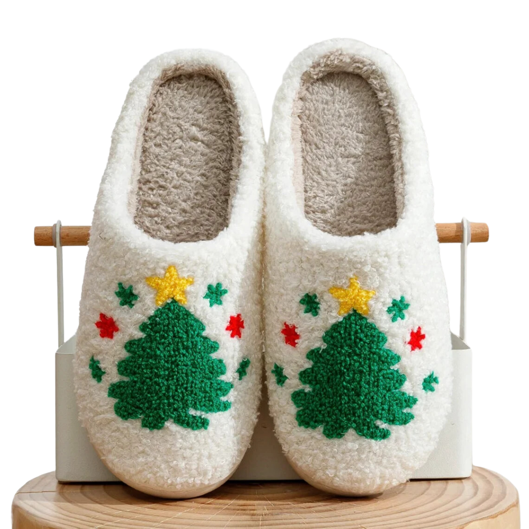 Warme Retro Pluche Kerstpantoffels - Frosty Feet