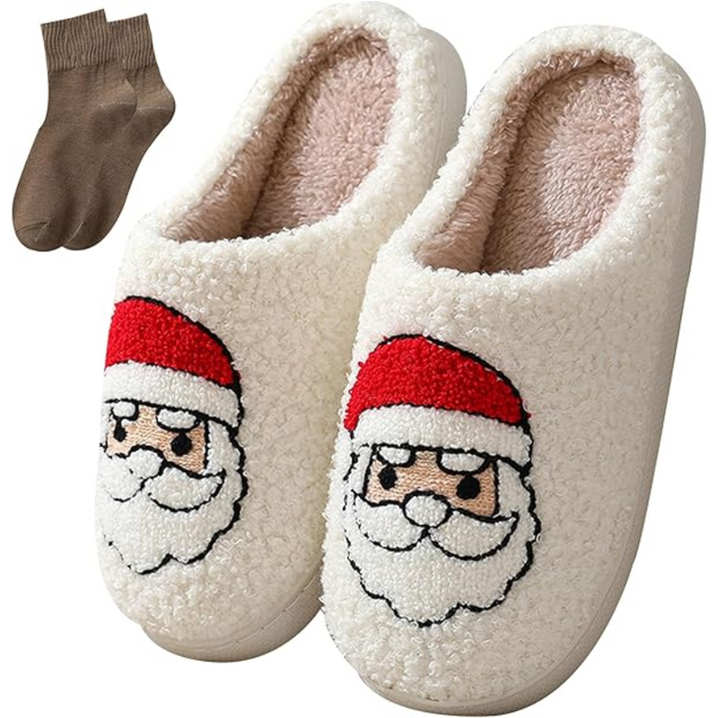 Warme Retro Pluche Kerstpantoffels - Frosty Feet