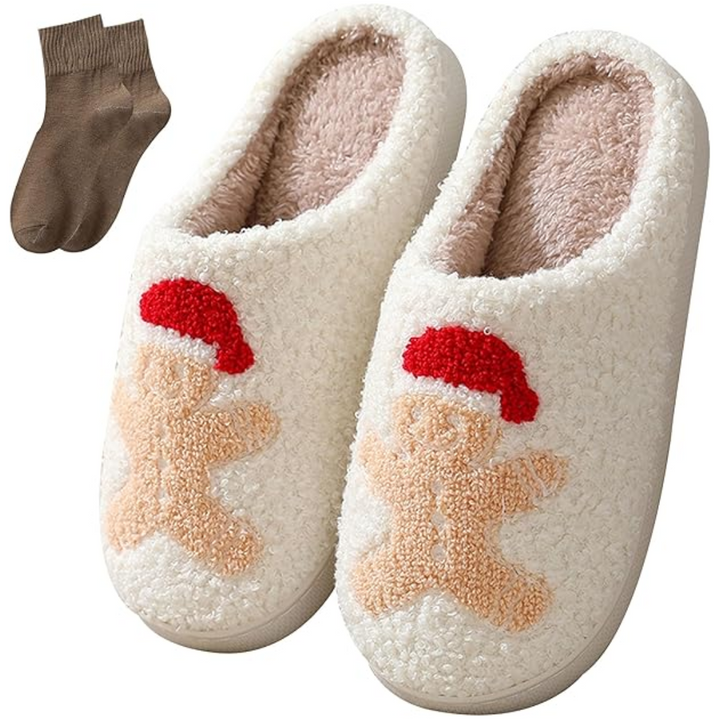 Warme Retro Pluche Kerstpantoffels - Frosty Feet