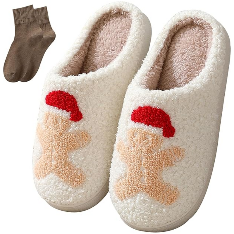 Warme Retro Pluche Kerstpantoffels - Frosty Feet