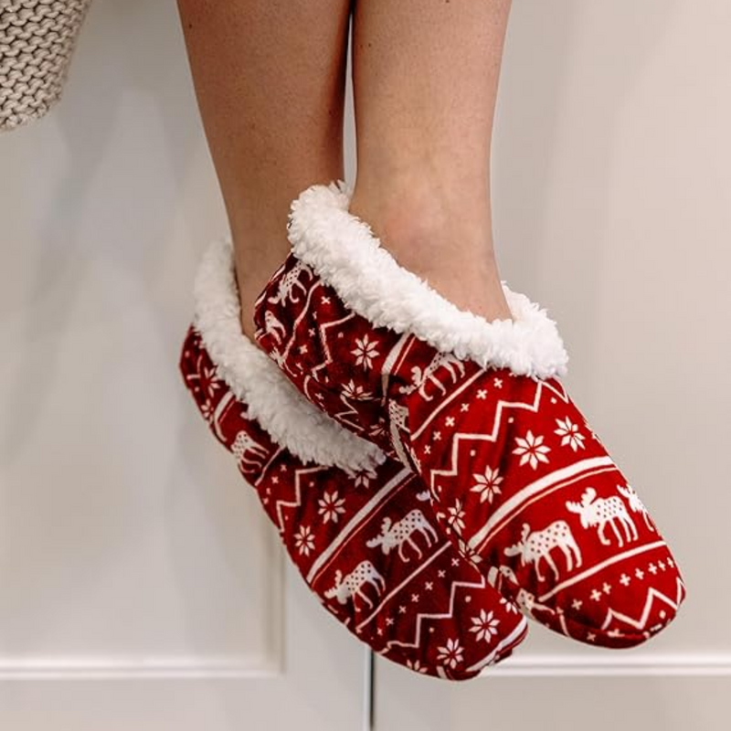 Dames Fleece Kerst Slof Sokken - HollyWarm