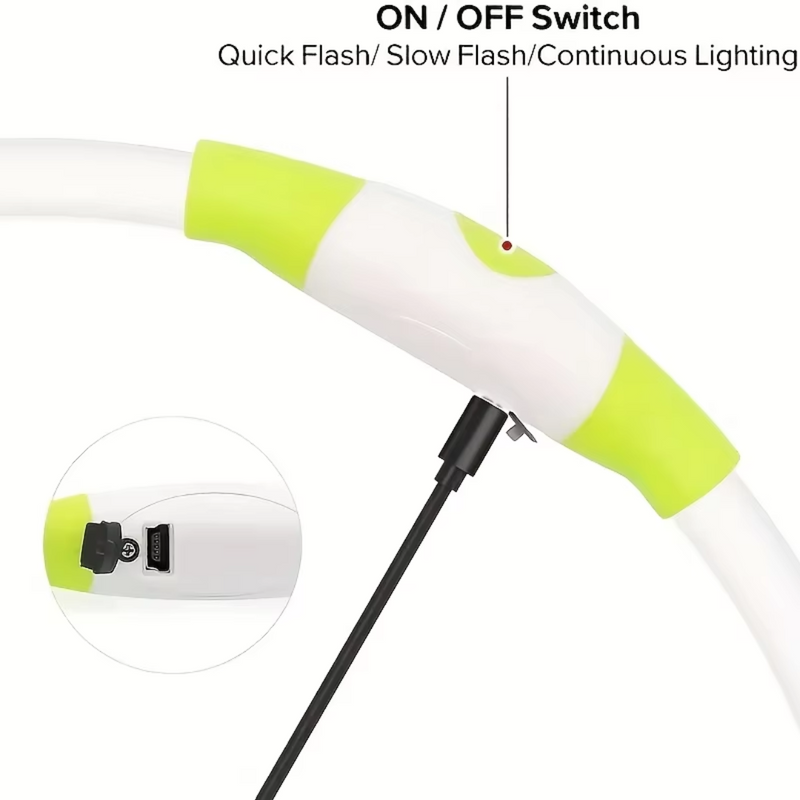 GlowSafe LED Hondenhalsband – Oplaadbaar USB Veiligheidslicht