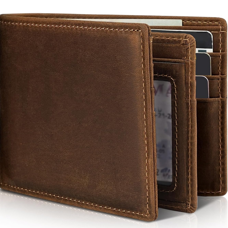 Heren Bifold Echte Leer RFID Blokkerende Portemonnee - StitchCraft