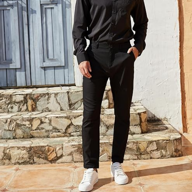 Męskie spodnie slim fit z stretchu - Evert