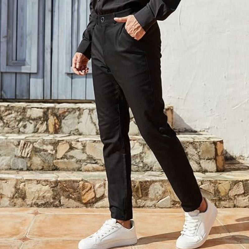 Męskie spodnie slim fit z stretchu - Evert