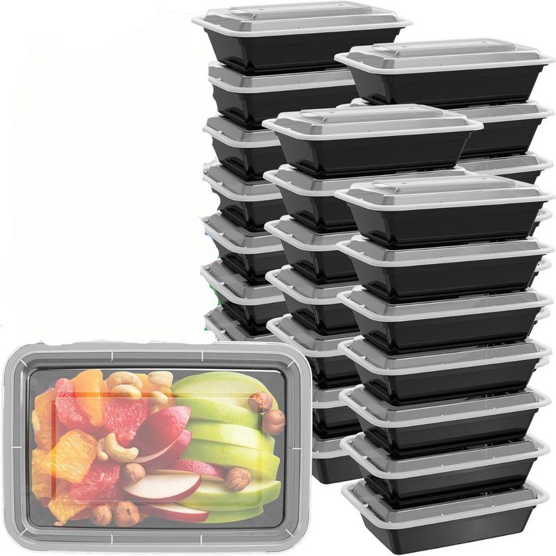 50-Pack Herbruikbare Maaltijd Prep Containers met Deksel, Lekvrij