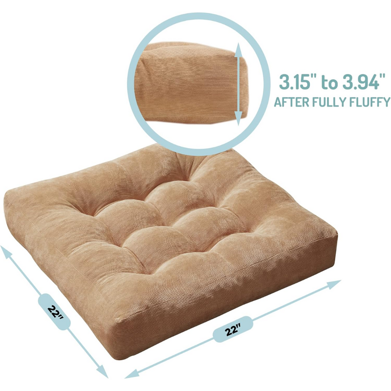 Set van 2 Meditatiekussens - Grote Tufted Corduroy Kussens