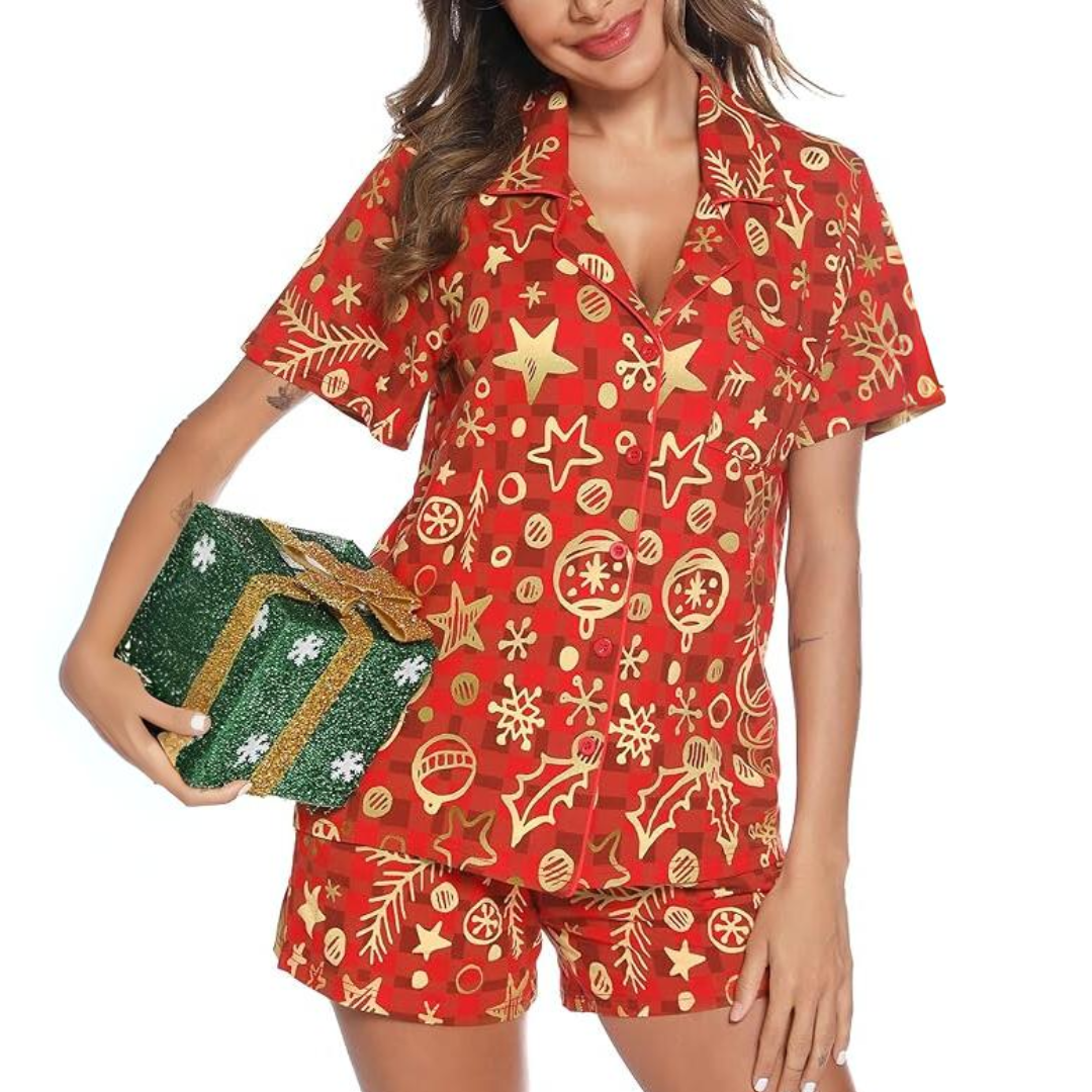 Korte Dames Kerst Pyjama Set - SnuggleVibes